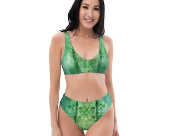 Traje de baño bikini de talle alto reciclado Celtic Green