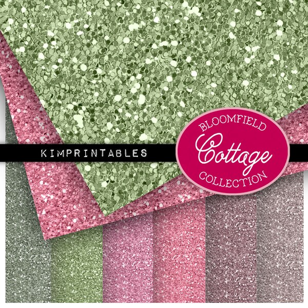 Garden Glitter Digital Paper - Rose Cottage - Instant Download 12x12 jpg - CU OK - Paper Crafts, Scrapbook Supplies by KimPrintables