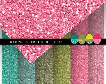Pretty Glitter Digital Paper - Easter Egg Colors, Instant Download 12x12 jpg - CU OK - Scrapbooks, Crafts, Planner Supplies by KimPrintables