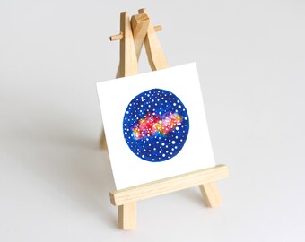 Galaxy Painting, Miniature Painting, Tiny Galaxy Watercolour Painting, Miniature Galaxy Art, Space Art, Night Sky, Cute Gift, MADE TO ORDER