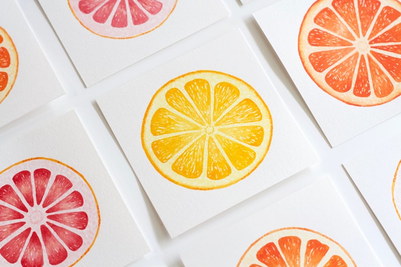 Miniature Watercolor Lemon Painting, Miniature Art, Food Art, Tiny Painting, Fruit Art, Citrus, Orange, Lemon Slice, Yellow, MADE TO ORDER image 8