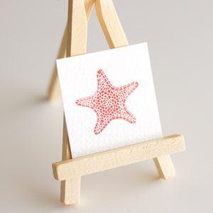 Sea Star Painting, Beach Decor, Miniature Painting, Tiny Starfish Painting, Beach Art, Ocean Art, Sea Animals, Cute Art, Small Painting image 3