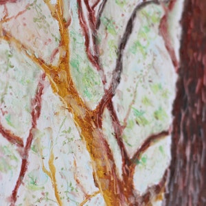 Original Oil Pastel Trees, Tree Drawing, Pastel Trees, Nature Drawing, Forest Drawing, Small Oil Pastel Art image 2