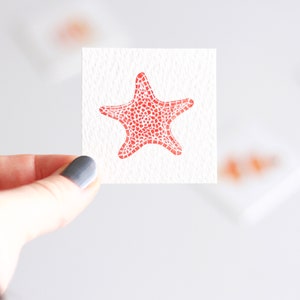 Sea Star Painting, Beach Decor, Miniature Painting, Tiny Starfish Painting, Beach Art, Ocean Art, Sea Animals, Cute Art, Small Painting image 4