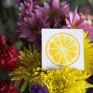 Miniature Watercolor Lemon Painting, Miniature Art, Food Art, Tiny Painting, Fruit Art, Citrus, Orange, Lemon Slice, Yellow, MADE TO ORDER image 7