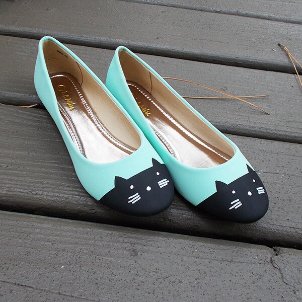 Cat Flats - Cat Shoes - Handpainted Shoes - Summer Shoes - Spring Trends - Cat Lovers - By Haute Kature