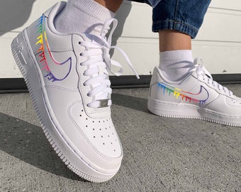 Custom Nike Rainbow Swoosh AF1 Shoes Air Force 1 Hand Painted Sneakers Service