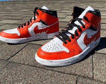 Custom Nike Air Jordan 1s Orange 