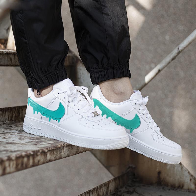 Custom Nike Drip Air Force 1 Ones - Custom AF1 - Custom Painted Shoes  Turquoise /Pink/Gold Any Color (Exclude Shoes)