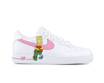 Custom Nike Air Force Ones Shoes "The Simpsons” Donut Custom Nike Women's Men's Kid's Painted Fashion Shoes  Service