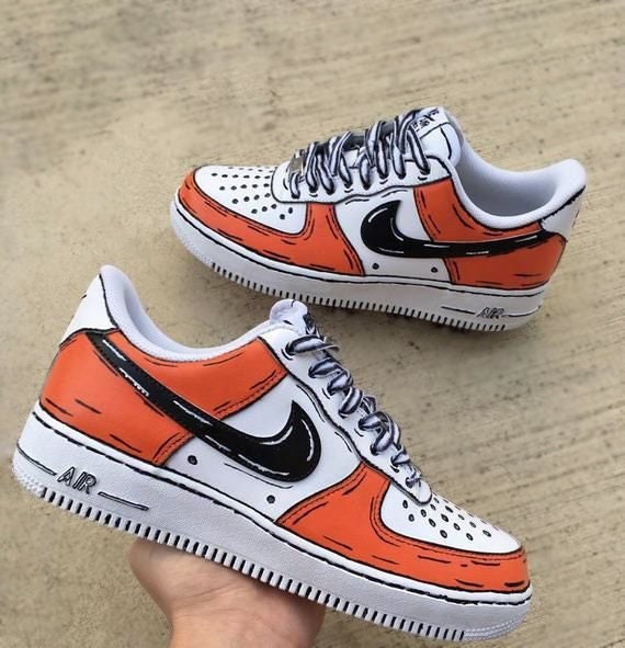 Air Force 1 Custom Shoes Black Cartoon White Outline Mens Womens Kids –  Rose Customs, Air Force 1 Custom Shoes Sneakers Design Your Own AF1