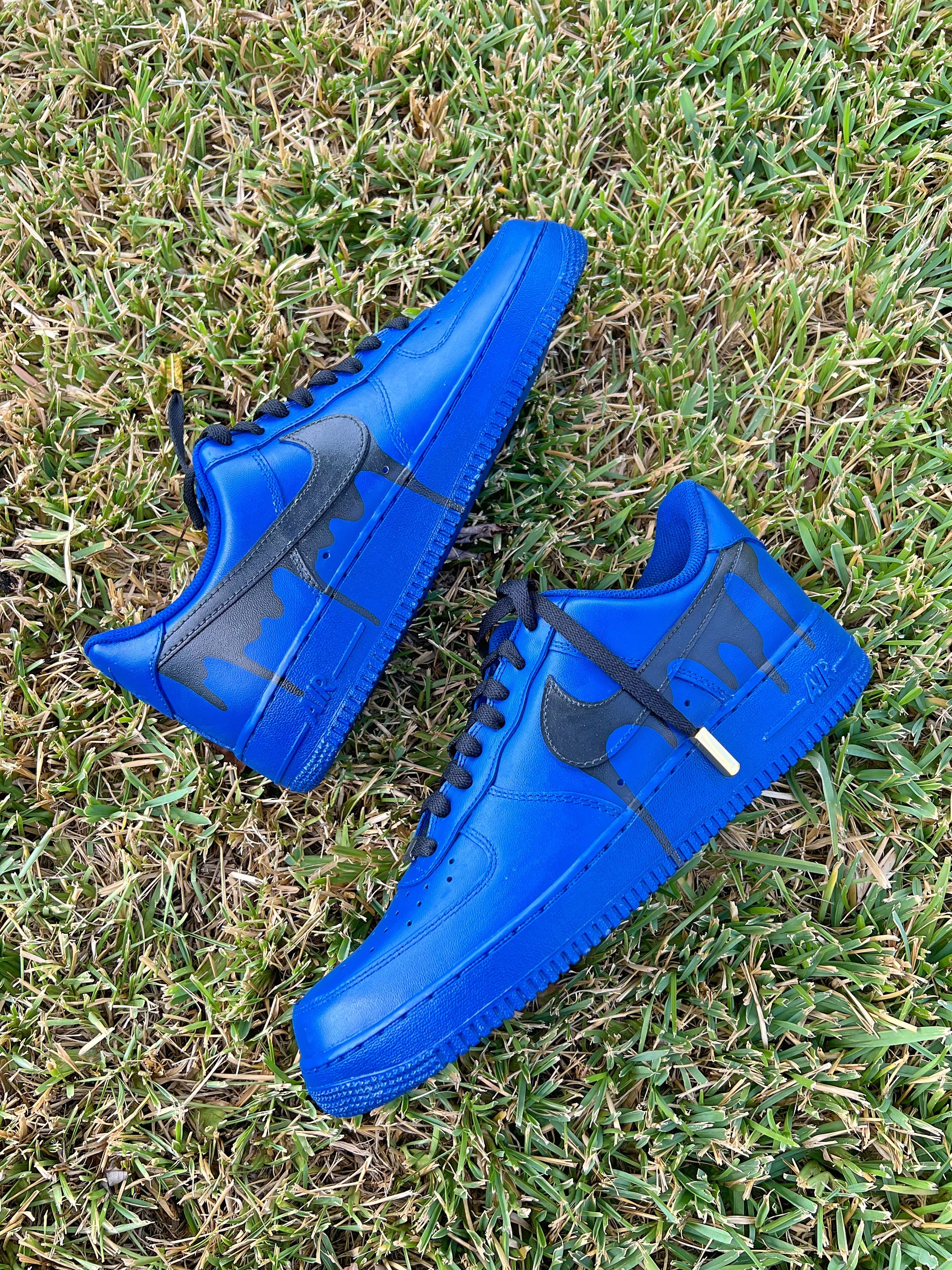 NIKE AIRFORCE 1 DRIP BLACK & BLUE – LzDIAMOND Customs