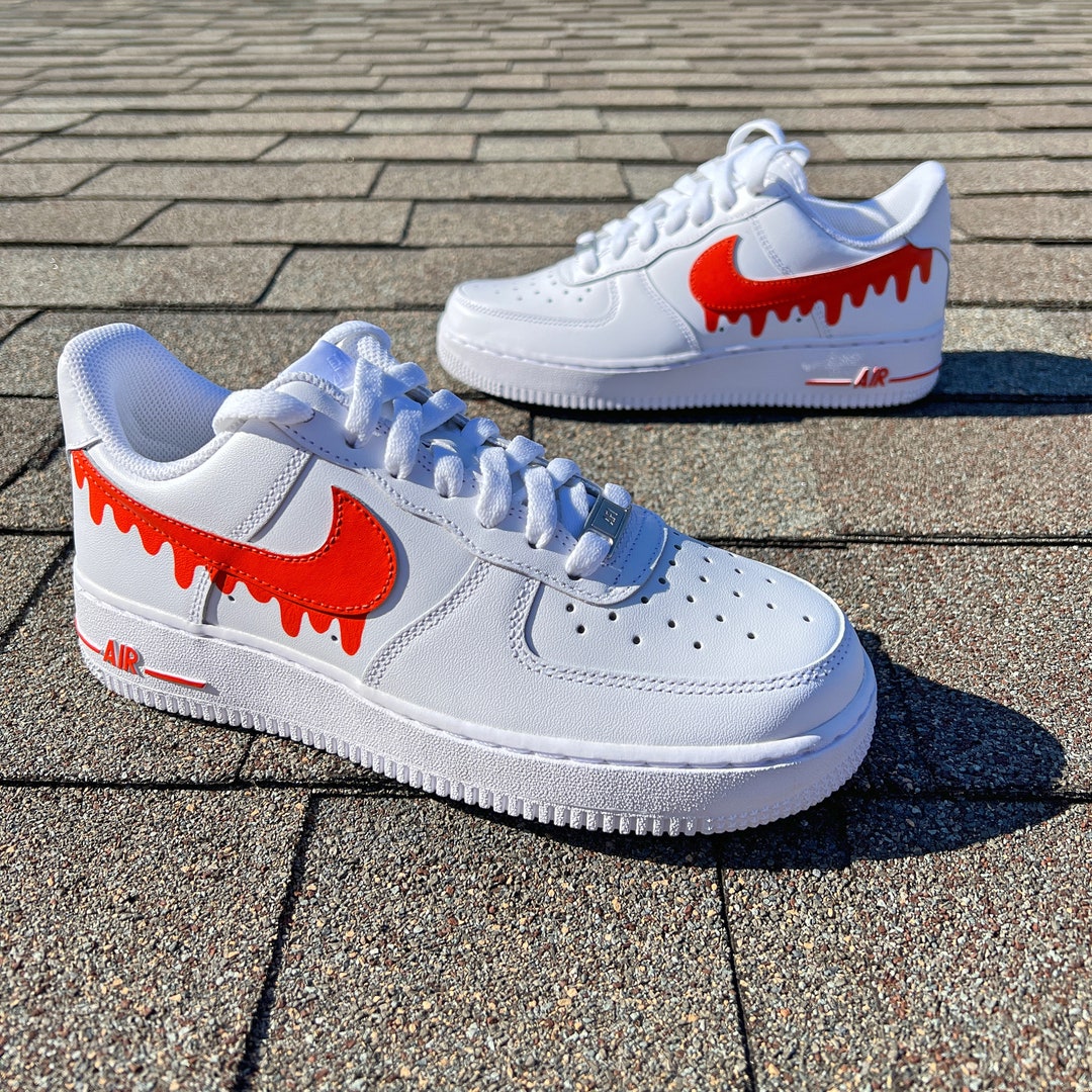 Custom Nike Air Force 1 Shoes red drip