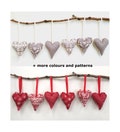 SIX handmade Fabric Christmas Heart Decorations Hanging Tree Ornaments Grey Red Off White Scandi Nordic Ready to Ship product logo