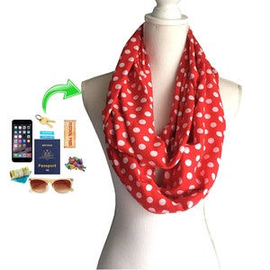 Women's Zip Pocket Long Loop Infinity Scarf Circle Lightweight Spring Summer Autumn Fall Rayon Fabric