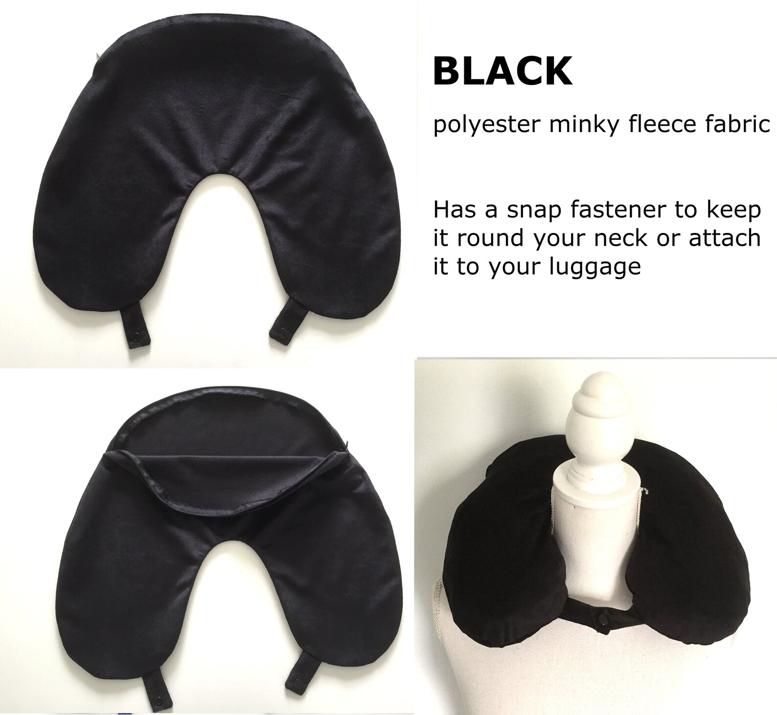 Empty Travel Neck Pillow Pillowcase Black Stuffable for Etsy
