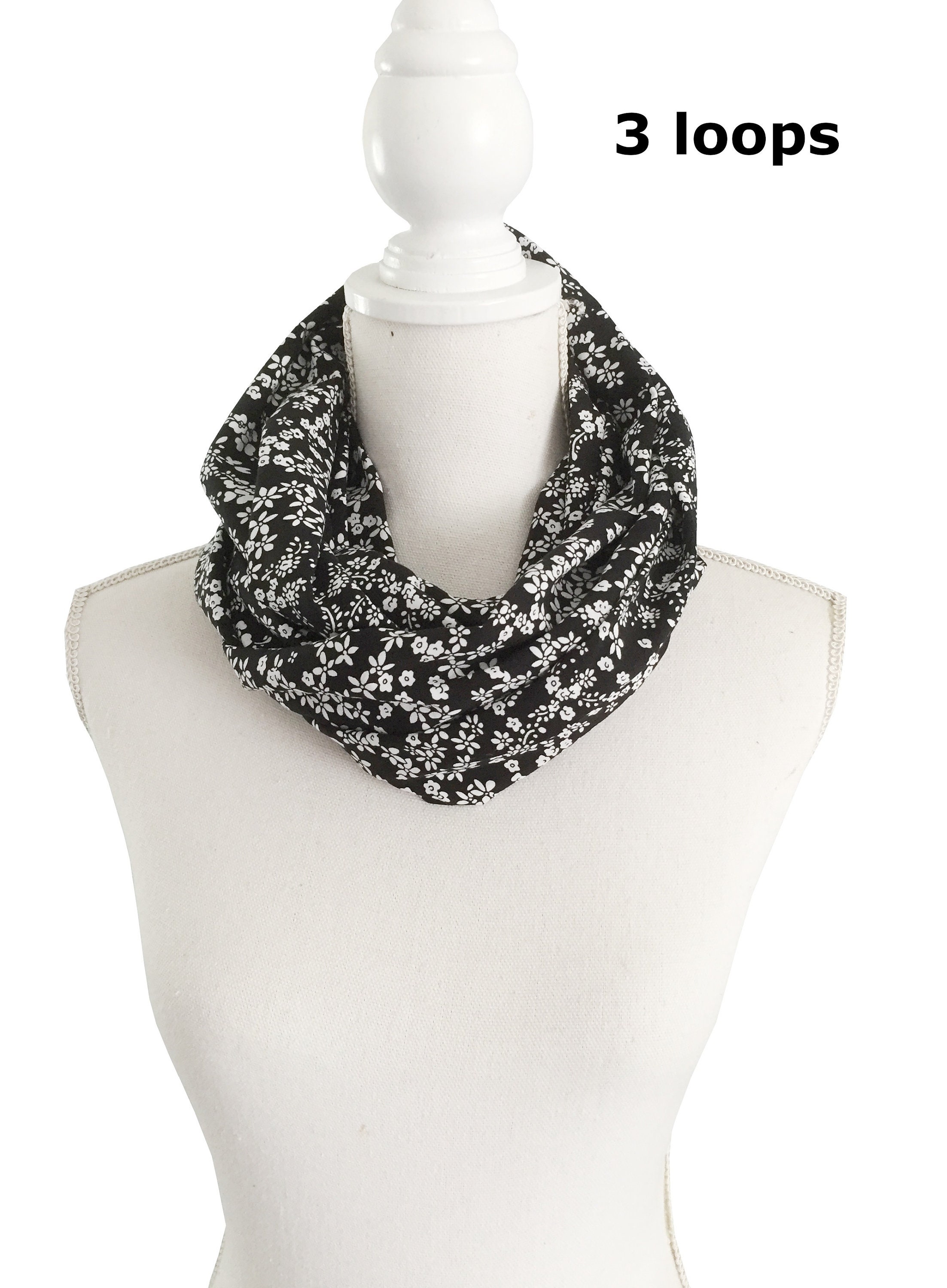 Noir blanc Infinity Scarf Loop Circle Eternity Light pour printemps automne rayonne viscose tissu unisexe leger pour femme homme Etsy France