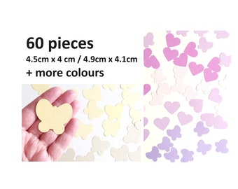 60pcs Butterfly Love Heart Confetti 41x49mm Card Cutouts Wedding Engagement Party Decorations Scrapbooking Card Making Shapes Table Scatters