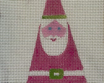 Pink Santa Needlepoint Canvas Ornament