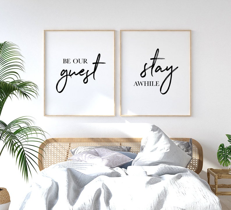 Guest Room Decor Be Our Guest Stay Awhile Printable Posters Etsy