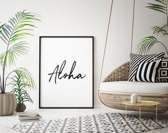 ALOHA Printable Art – Hawaii Print, Aloha Wall Art, Hawaiian Decor, Coastal Art, Minimalist Typography *Instant Download, Buy 2 Get 1 Free*