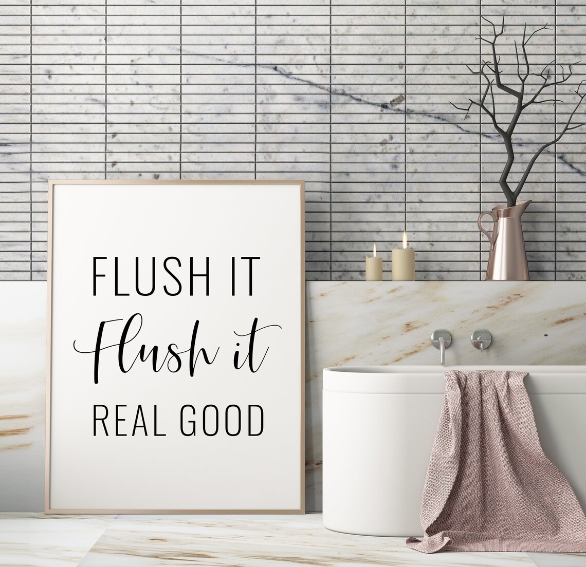 Flush it Flush It Real Good Printable Art Bathroom Wall Art Etsy