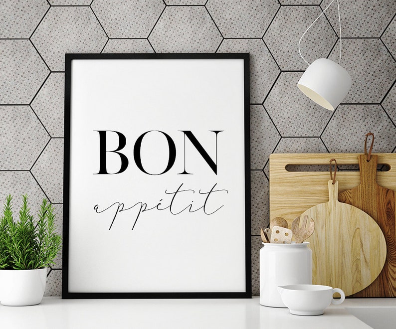 Bon Appétit Printable Art Kitchen Sign Bon Appétit Sign Art | Etsy