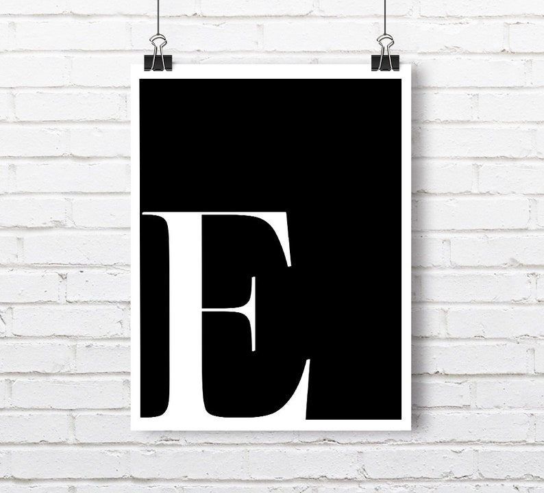 Printable Art E Letter Wall Art Typography Art | Etsy