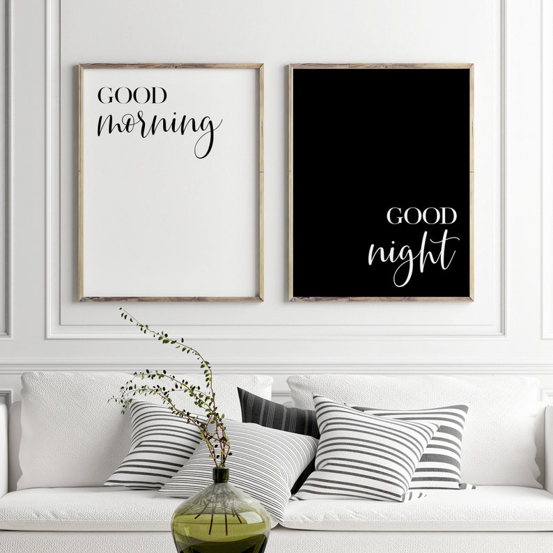 Bedroom Art: Good Morning Good Night Printable Posters Set of | Etsy