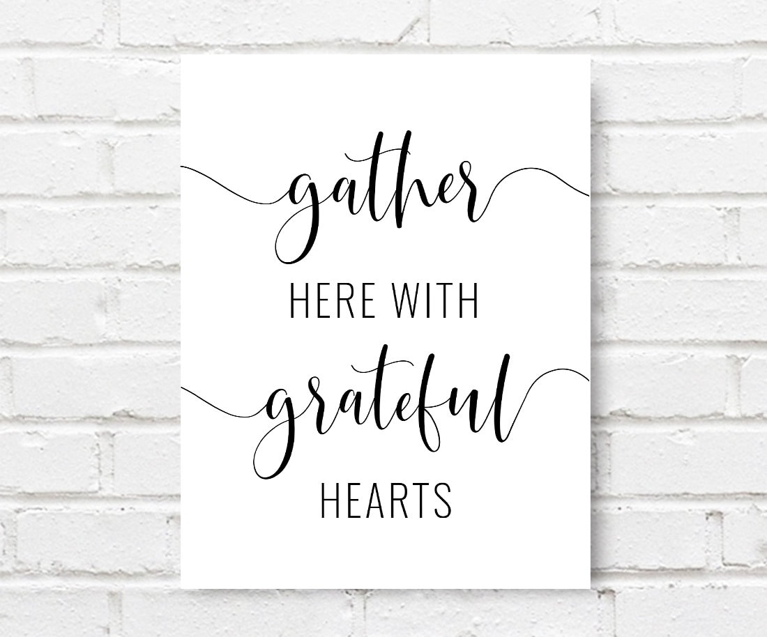 Gather Here With Grateful Hearts Printable Art Thanksgiving | Etsy