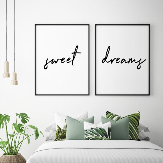 Above Bed Art Sweet Dreams Printable Art Set of 2 Wall Art Etsy