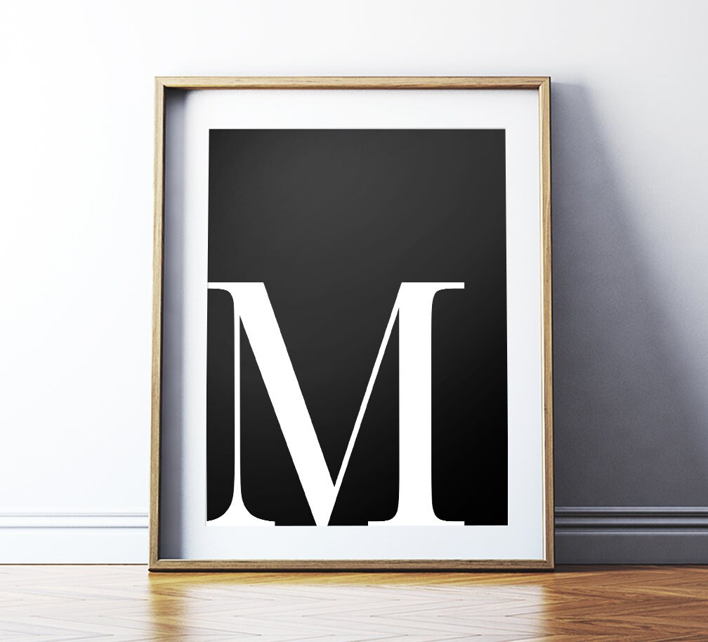Letter M Printable Art Typography Poster Letter M Wall Art Etsy