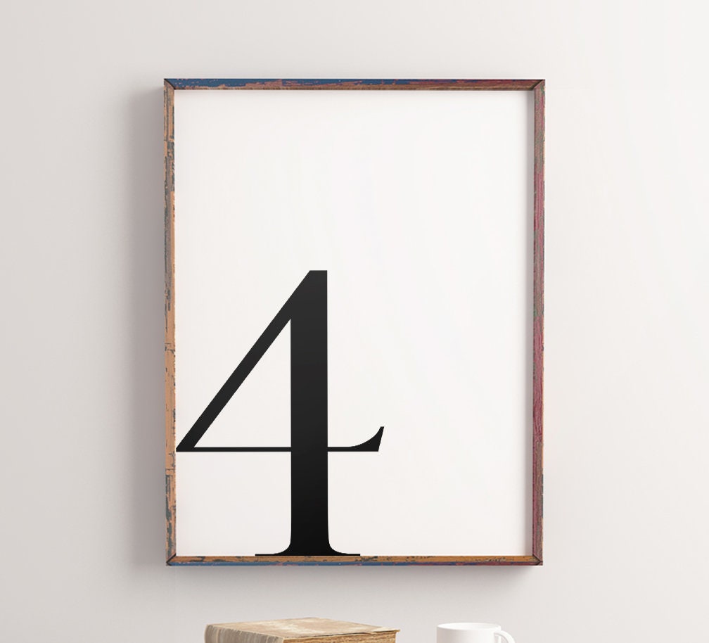 Number Four Printable Art Number 4 Poster Family Number | Etsy