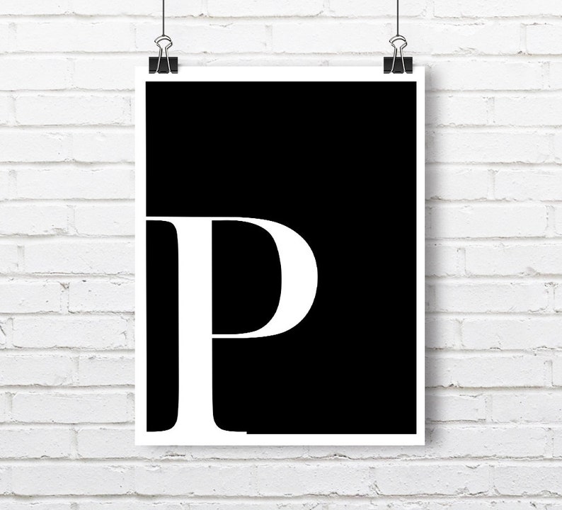 Letter P Printable Art Typography Poster Black &amp; White | Etsy