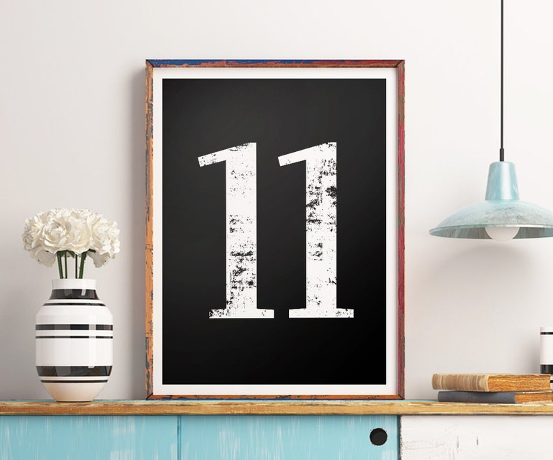 wall art number eleven 11 printable poster black etsy