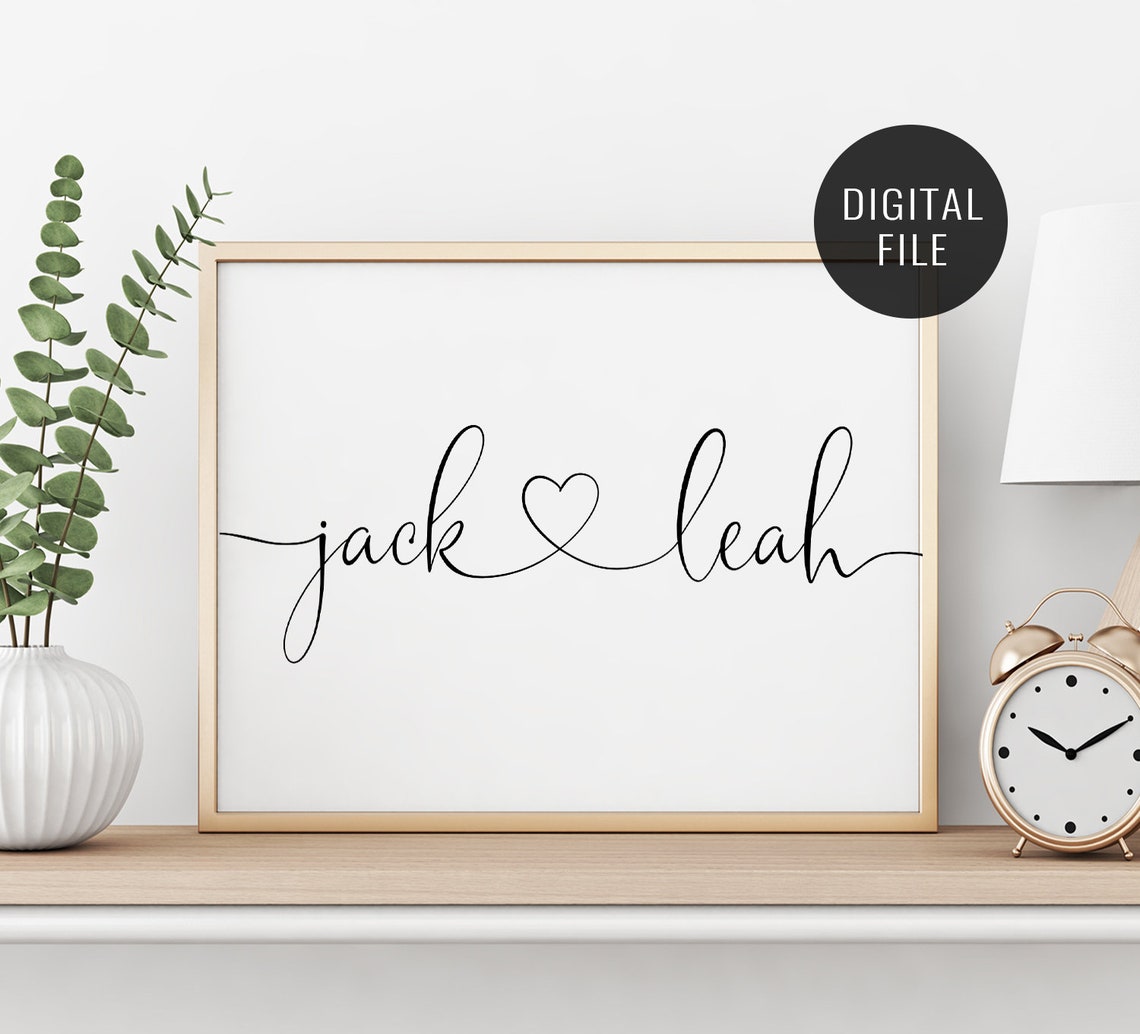 Couple Names Printable Art Personalised Couple Name Art | Etsy