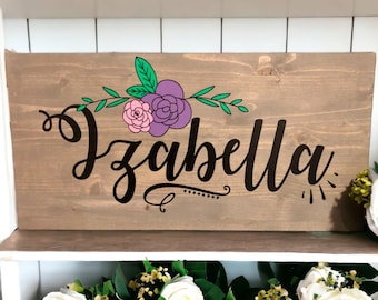 Floral personalized wood wall Decor