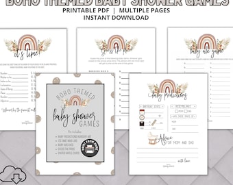 Boho Printable Baby Shower Games and Keepsakes: Mad Libs, Diaper Raffle Cards & Baby Predictions