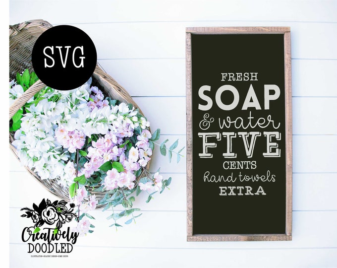 Featured listing image: Rustic Modern Farmhouse Bathroom Wall Art SVG for Instant Download