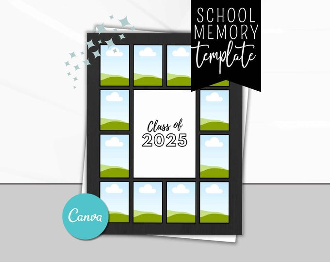 Featured listing image: Memory Book Template | Customizable School Years Digital Download, Easy-to-Use Canva Design for Cherishing Memories