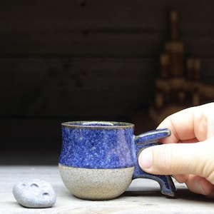 Custom ceramic espresso cup with handle, 3oz/80mL, in the style of Viking pottery. Inspired by archaeology. Handmade to order.