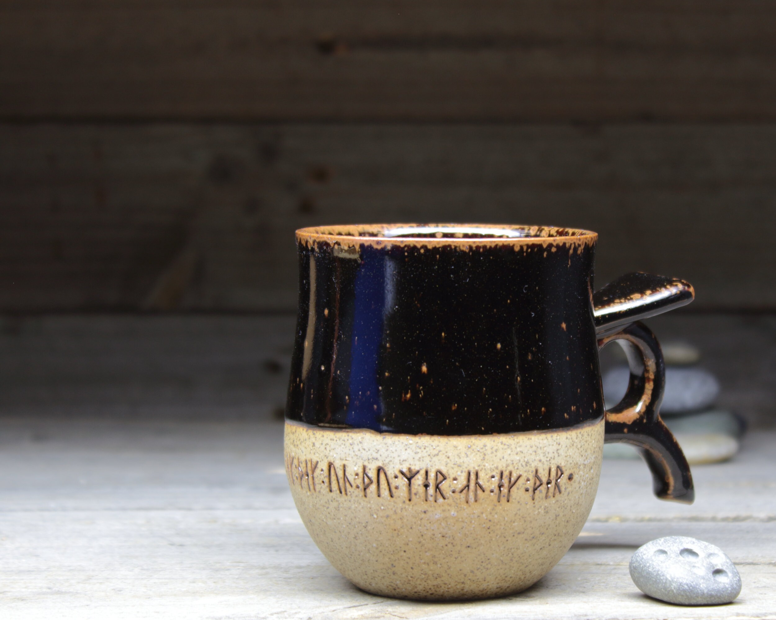 17oz/500mL Viking mug in tall Swedish style with runes. A Etsy