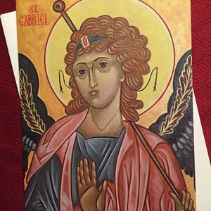 ST GABRIEL, icon, Catholic, religious card, gift, saints, Catholic art, Byzantine, Orthodox gift, angels, archangels