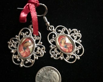 Our Lady of Sorrows earrings Catholic gifts Blessed Mother Mary Christmas Birthday jewlery religious art confirmation wedding bridesmaid
