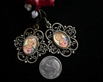 Sacred Heart of Jesus, earrings, religious jewelry, catholic gifts, icons, confirmation, birthday, bachelorette, Mother's Day, anniversary