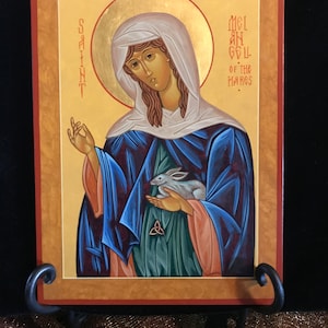 St Melangell of the Hares, icon, Catholic icon, religious gifts, Orthodox saint, religious icon, sacred art, Irish saint, hand painted