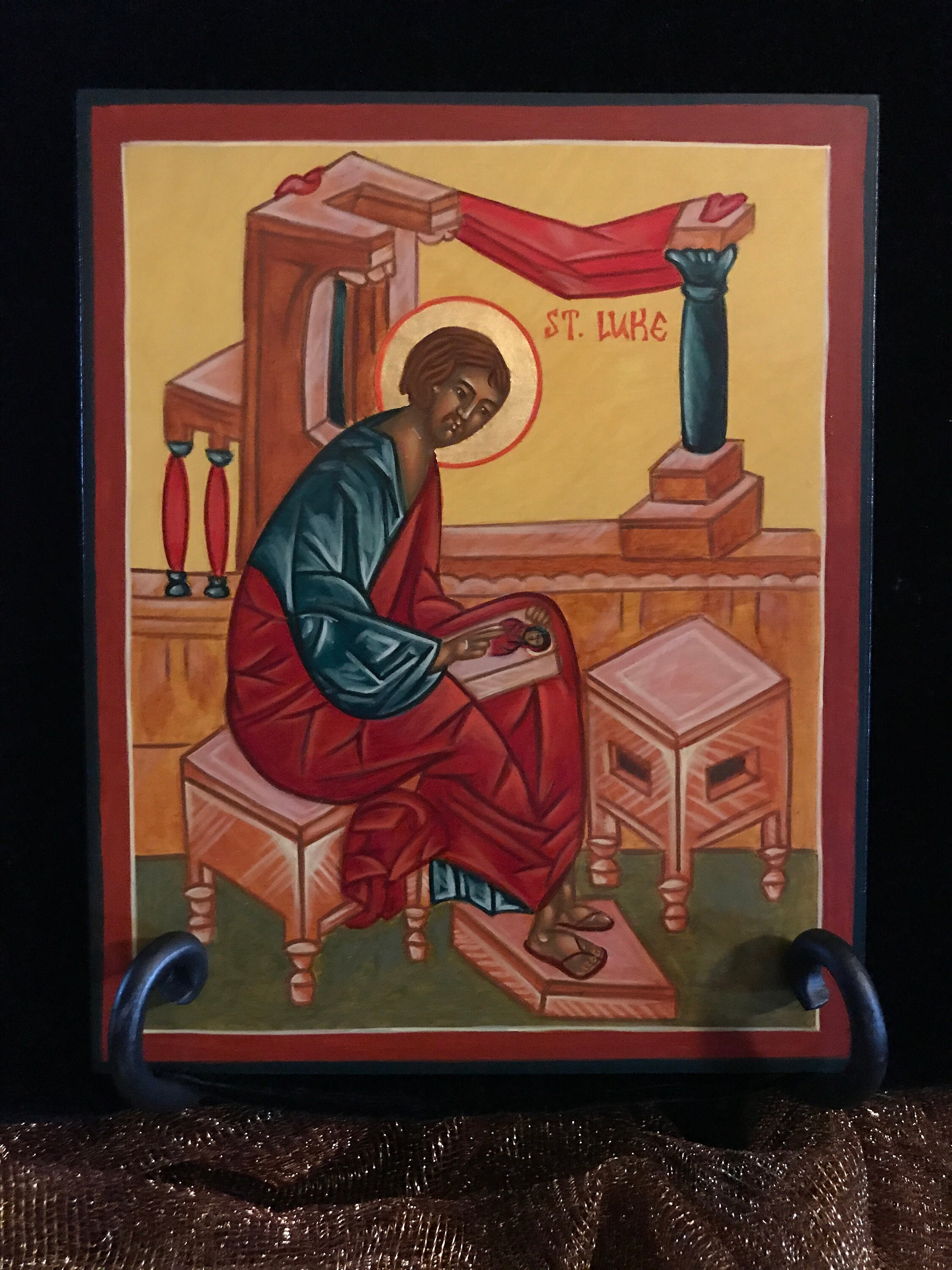 São Lucas, católico, ortodoxo, ícone, presente religioso, arte sacra, bizantino, arte cristã