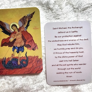 Saint Michel, ange, 5 cartes de prière, icônes, catholique, orthodoxe, cartes religieuses, art sacré, confirmation, patron des policiers, anniversaire, icônes