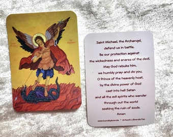 St Michael, angel, 5 prayer cards, icons, Catholic, Orthodox,religious cards, sacred art, confirmation, patron of policemen, birthday, icons