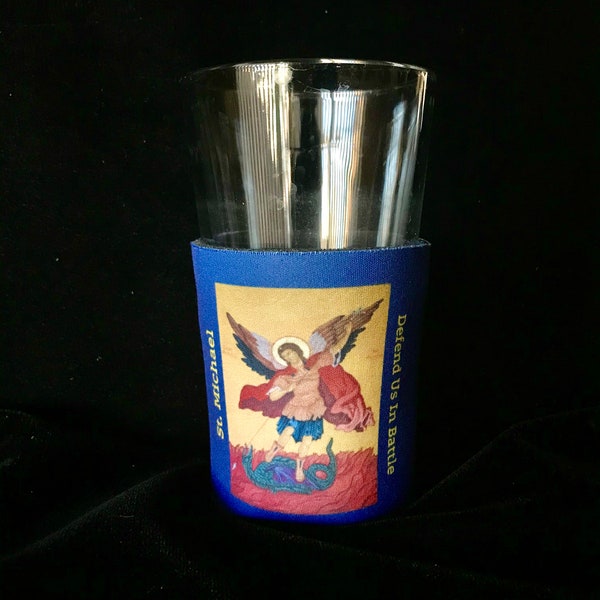 St Michael, koozie, Catholic gifts, Father's Day, birthday, confirmation, drinkwaremale gifts, icon gifts, Orthodox gifts, bachelor gifts